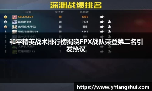和平精英战术排行榜揭晓FPX战队荣登第二名引发热议